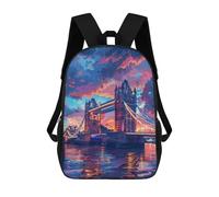 sinyumoney London Bridge Sunset Backpack School Daypacks Business Backpack Water Resistant Bookbag for Boys/Girls/Teenagers 17inch