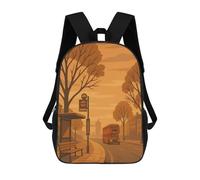 sinyumoney London Bus Stop Illustration Children's Backpacks School 3D Printed Bag Bookbag for Kids Travel Rucksacks Boy Girl Book Bags Kids School Bag 17inch
