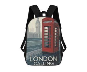sinyumoney London Calling Red Telephone Booth Art Backpack School High Secondary School Bags Casual Backpack for Teenage Girls Boys Women Men 17inch