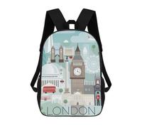 sinyumoney London City Children's Backpacks School Backpack 3D Printed Backpack for Kids Travel Rucksacks Book Bags Kids School Bag 17inch