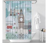 sinyumoney London City Decor Bath Curtains 100% Polyester Fabric Washable Shower Curtains Mould Proof for Bathroom Wet Room 46.85x70.87Inch（119x180cm）