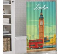 sinyumoney London City Modern Polyester Water Repellent Fabric Polyester Bath Shower Curtains Mildew for Stalls Bathtubs 53.54x70.87Inch（136x180cm）