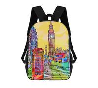 sinyumoney London City Street Backpacks Kids School Backpack School Bag 3D Printed School Bag for Boys Elementary And Middle School Students 17inch