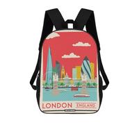 sinyumoney London Cityscape Backpack School Backpack Kids School Bag Large Capacity Kids Backpack for School Rucksack 3D Book Bag Gifts for Kids 17inch