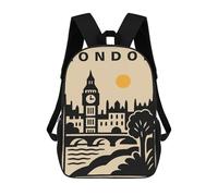 sinyumoney London Cityscape Illustration Backpack School Bag Lightweight Airport College Students Back Pack for School/Work/Travel 17inch