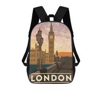 sinyumoney London England Backpacks Kids School Backpack School Bag 3D Printed School Bag for Boys Elementary And Middle School Students 17inch