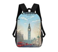 sinyumoney London England Travel Children's School Backpack 3D Printed for Kids Travel Rucksacks Book Bags Kids School Bag 17inch