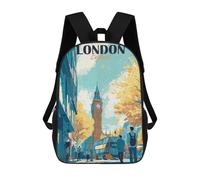 sinyumoney London England Travel Children's School Backpack 3D Printed for Kids Travel Rucksacks Book Bags for Boys Elementary School Students 17inch