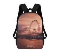 sinyumoney London Eye Sunset Backpacks Kids School Backpack School Bag 3D Printed School Bag for Boys Elementary And Middle School Students 17inch