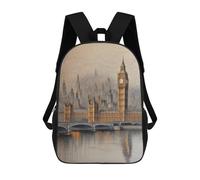 sinyumoney London in Lake Children's Backpack, 3D Printed School Backpack, Backpack for Boys Girls, Adjustable School Bag for Primary School 17inch