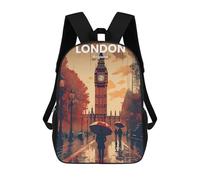 sinyumoney London Kids School Backpack School Bag 3D Printed School Bag for Boys Elementary And Middle School Students 17inch