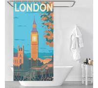sinyumoney London Modern Fabric Bathroom Decor Set Thicken Durable Polyester Shower Curtain Anti Mould for Travel Trailer 35.43x70.87Inch（90x180cm）