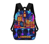 sinyumoney London Neon Nights - Vibrant Cityscape Art 3D Printed Children's School Backpack for Kids Travel Rucksacks Book Bags Kids School Bag 17inch