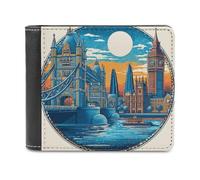 sinyumoney London Night Scene 3D Print PU Leather Men's Wallet Credit Card Holder Leather RFID Leather Wallet Craftsmanship Gifts 11.7cm*9.5cm
