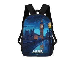 sinyumoney London Night View Kids Backpack, Backpack School Bag, Backpacks Kids School 3D Printed School Bags for Elementary And Middle School Students Teens Birthday Gift 17inch