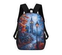 sinyumoney London Nightfall Backpack Kids School Backpack School Bag 3D Printed Fashion School Bag for Boys Elementary And Middle School Student 17inch