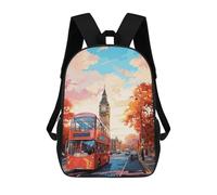 sinyumoney LONDON Oil Painting 3D Printed Children's School Backpack for Kids High Capacity Travel Rucksacks Book Bags Kids School Bag Back Pack 17inch
