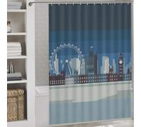 sinyumoney London Skyline Illustration Bath Shower Curtains Mildew 100% Polyester Fabric Washable Shower Curtain for Bathroom for Bathroom Wet Room 64.17x70.87Inch（163x180cm）