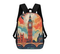 sinyumoney London Skyline with Big Ben Children's School Backpack 3D Printed for Kids Travel Rucksacks Book Bags for Boys Elementary School Students 17inch