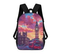 sinyumoney London Sunset Big Ben Backpacks Kids School Backpack School Bag 3D Printed School Bag for Boys Elementary And Middle School Students 17inch