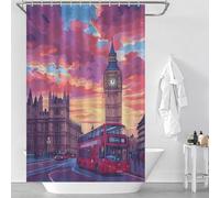sinyumoney London Sunset Big Ben Bath Shower Curtains Mildew Waterproof Polyester Fabric Shower Curtains Set with 12 Hooks for Bathroom Wet Room 46.85x70.87Inch（119x180cm）