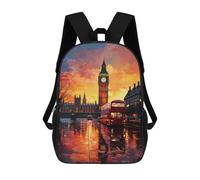 sinyumoney London Sunset Reflections-2 Backpacks 3D Printed 17inch Kids School Backpack Outdoor Casual Daypack Casual Travel Bags for Middle School Students