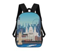 sinyumoney London Travel Children's Backpack, 3D Printed School Backpack, Backpack for Boys Girls, Adjustable School Bag for Primary School 17inch
