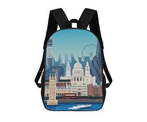 sinyumoney London Travel Children's Backpack, 3D Printed School Backpack, Backpack for Boys Girls, Adjustable School Bag for Primary School 17inch