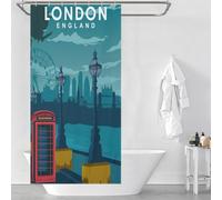 sinyumoney London Travel Modern Fabric Bathroom Decor Set Thicken Durable Polyester Shower Curtain Anti Mould for Travel Trailer 35.43x70.87Inch（90x180cm）