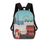 sinyumoney London Travel Print Kids School Backpack School Bag 3D Printed School Bag for Boys Elementary And Middle School Students 17inch
