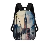 sinyumoney London UK City Painting Rucksack Lightweight Casual Daypack School Backpacks- Perfect for Travel, Work And Daily Use 17inch