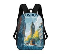 sinyumoney London, United Kingdom Cityscape Illustration Backpack 3D Printed School Bag For Boys High Capacity Travel Backpacks Book Bags Boys School Bag Mochila 17inch