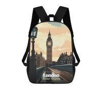 sinyumoney London, United Kingdom Illustration Backpack School Bag Large Water Resistant Laptop Backpack for Girls Boys Teenage 17inch
