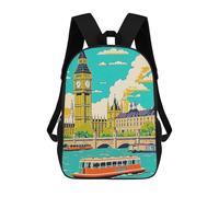 sinyumoney London Vintage Travel Backpacks Kids Student Schoolbag,3D Printed Backpacks,Elementary And Middle School Students Backpacks for Boys Girls 17inch