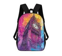 sinyumoney London's Big Ben Clock Tower Art Print Rucksack Water Resistant Computer Rucksack for Camping Outdoor Adventures And Daily Travel 17inch