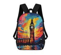 sinyumoney London's Iconic Big Ben in Vibrant Colors Children's Backpacks School Backpack 3D Printed for Kids Travel Rucksacks Book Bags Kids 17inch School Bag