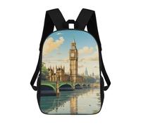 sinyumoney London's Iconic Landmark School Bags High Secondary School Bags Casual Backpack for Men/Women 17inch