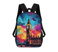sinyumoney London's Vibrant Big Ben -1 Children's Backpacks School Backpack 3D Printed for Kids Travel Rucksacks Book Bags Kids 17inch School Bag