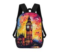 sinyumoney London's Vibrant Big Ben School Backpack Secondary Causal Travel High School Bags for Camping Outdoor Adventures And Daily Travel 17inch