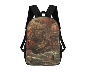 sinyumoney Lone Ship Sails The Ocean Rucksack Fashion Stationery Backpack Waterproof Casual Daypacks for Men, Women & Teenage Boys 17inch