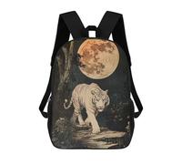 sinyumoney Lone White Tiger Children's School Backpack 3D Printed for Kids Travel Rucksacks Book Bags for Boys Elementary School Students 17inch