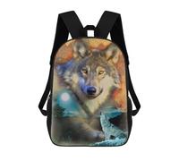 sinyumoney Lone Wolf Collage Children's Backpacks School Backpack 3D Printed Backpack for Kids Travel Rucksacks Book Bags Kids School Bag 17inch