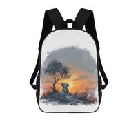 sinyumoney Lonely Baby Elephant Kids' Backpack 3D Printing School Bag Boys Cool Daypacks Casual Knapsack Fun Back Bag for Kids And Teenager 17inch