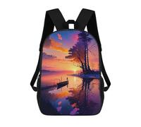 sinyumoney Lonely Boat At Sunset Backpack with Pocket 3D Printed Backpacks, Travel Rucksacks Book Bags Kids School Bag 17inch