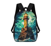 sinyumoney Lonely Lighthouse at Night School Backpack Large Lightweight Casual Backpack for Girls Boys Teenage 17inch