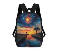 sinyumoney Lonely River Oil Painting Backpack 3D Printed Kids School Backpack High Capacity Travel Backpacks Book Bags Kids Backpack 17inch