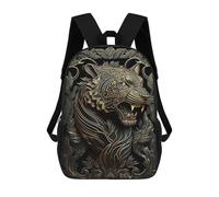 sinyumoney Lord Golden Jungle Tiger 3D Printed 17 Inch School Backpack Children's Backpacks 3D Printed Cool Knapsack for Boys Elementary And Middle