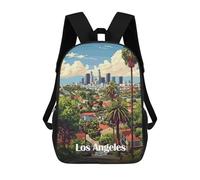 sinyumoney Los Angeles Cityscape Illustration Backpack School Backpack Kids School Bag Large Capacity Kids Backpack for School Rucksack 3D Book Bag Gifts for Kids 17inch