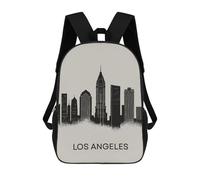 sinyumoney Los Angeles Skyline Backpacks Kids School Backpack School Bag 3D Printed School Bag for Boys Elementary And Middle School Students 17inch