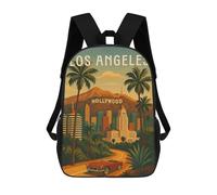 sinyumoney Los Angeles Travel Poster - Hollywood Hills & Sunset Skies Backpack School Backpack Kids School Bag Large Capacity Kids Backpack for School Rucksack 3D Book Bag Gifts for Kids 17inch